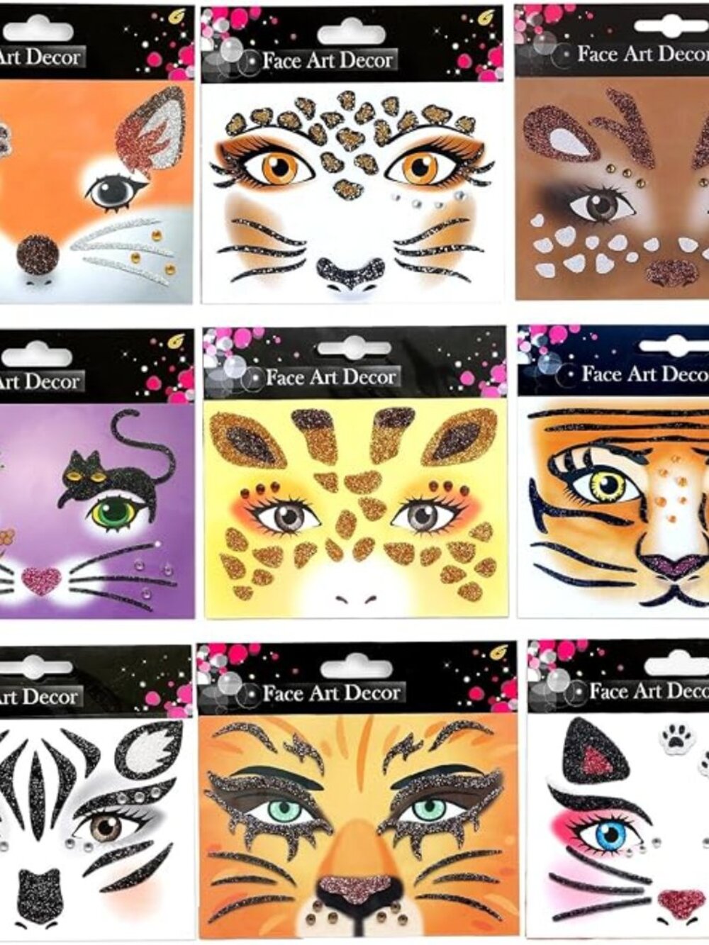 12pcs Halloween Christmas Party Face Stickers Animal Valentine face art decor